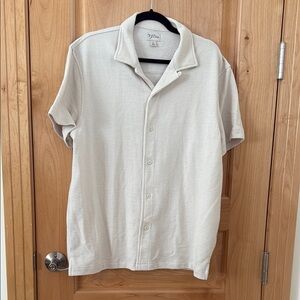 J.Crew Cream Short Sleeve Button-Up Shirt